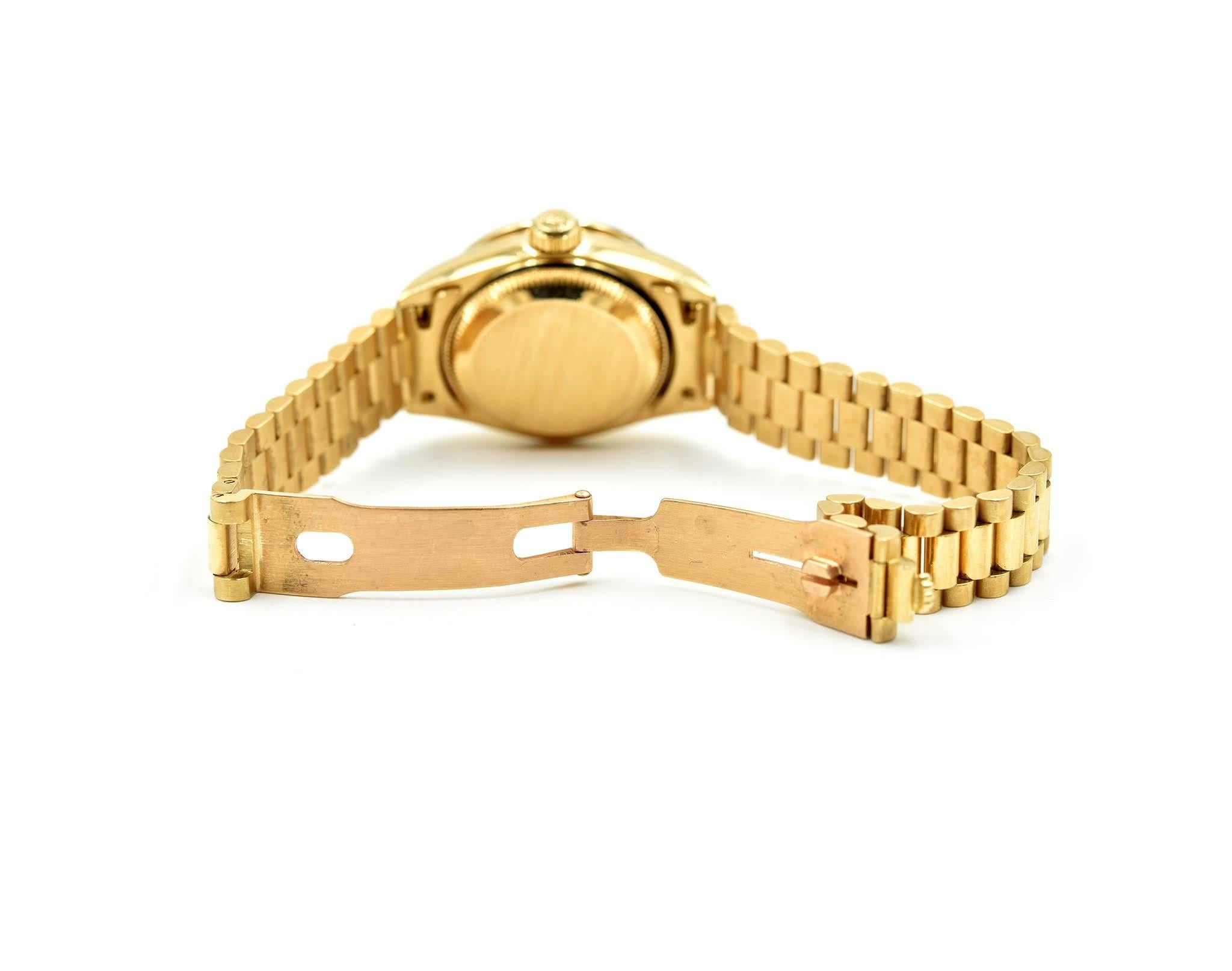 Women's Rolex Ladies Yellow Gold Diamond President automatic Wristwatch Ref 69138