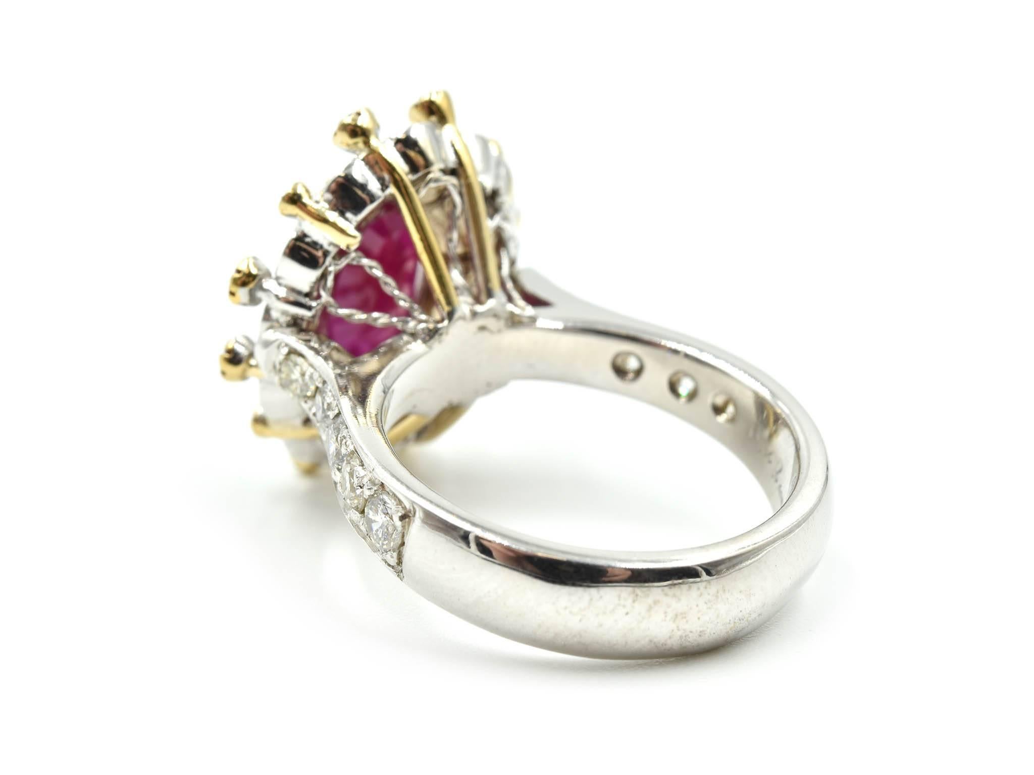 Women's Natural Burma Ruby, Purple and White Diamond Ring