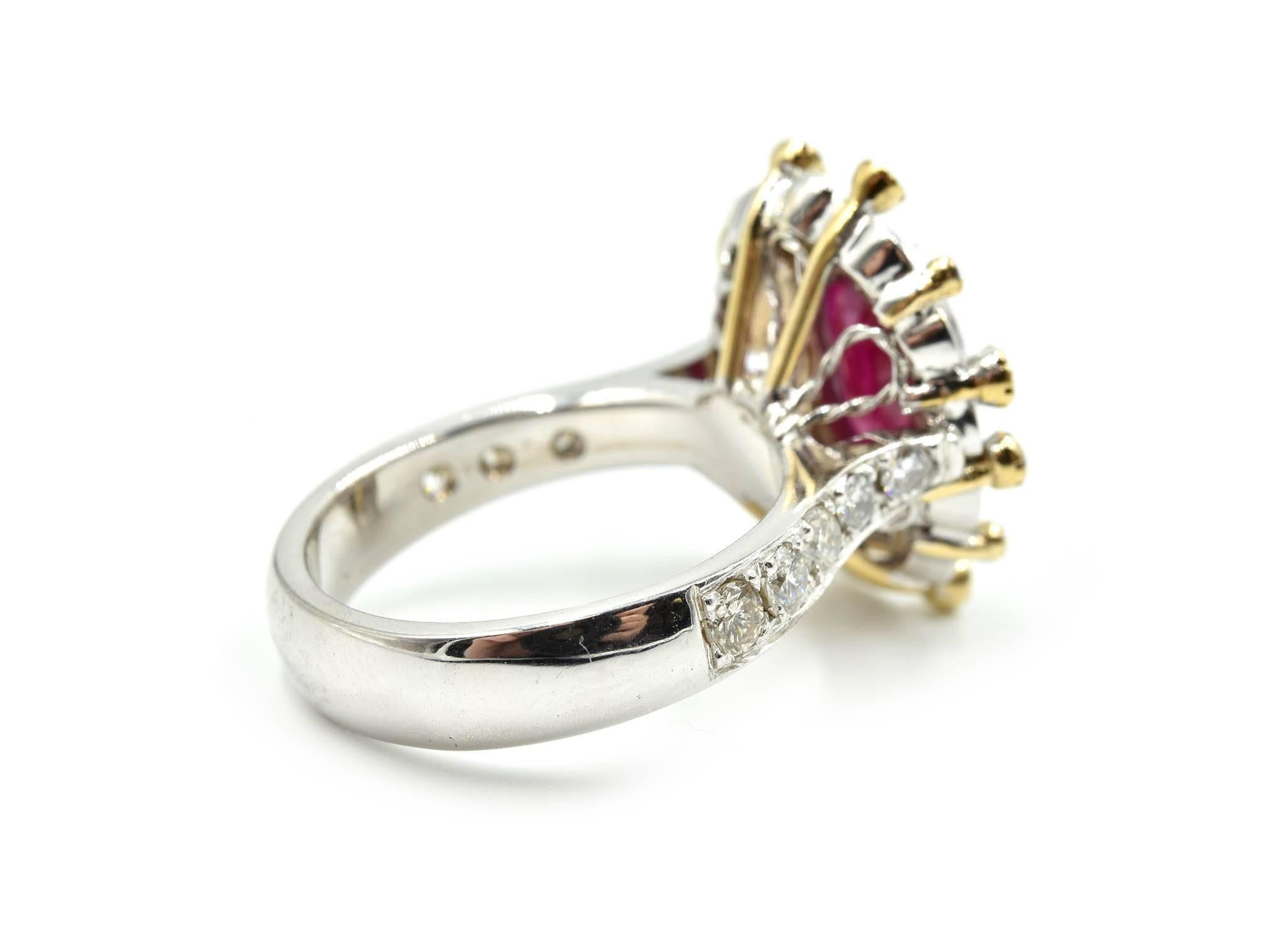 Natural Burma Ruby, Purple and White Diamond Ring 1