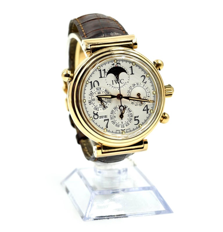 IWC Da Vinci Rattrapante Perpetual Calendar Chronograph 18k Gold Watch  IW375402 at 1stDibs