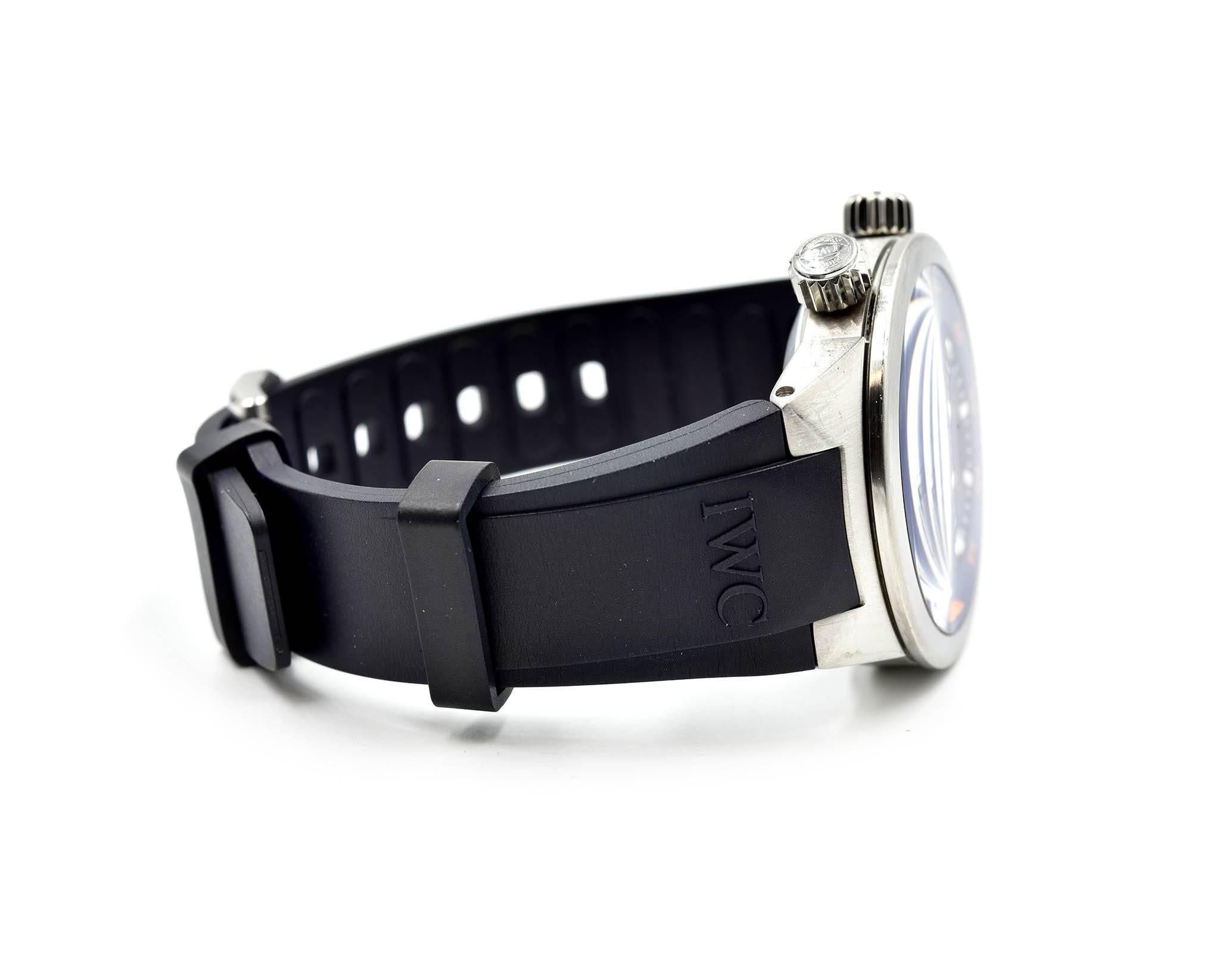 IWC Stainless Steel Aquatimer Cousteau Diving Automatic Wristwatch Ref 3548 In Excellent Condition In Scottsdale, AZ