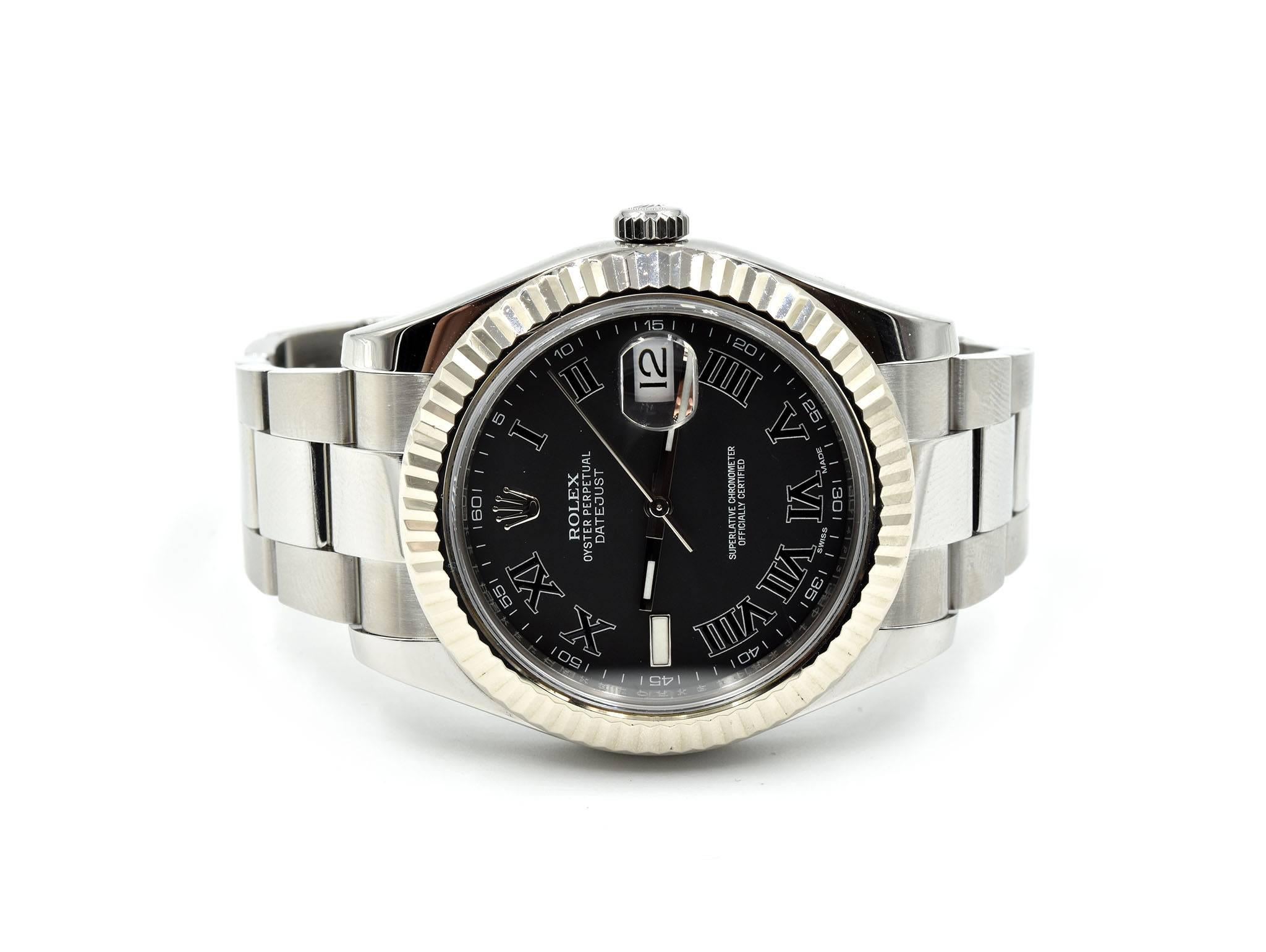 Rolex Stainless Steel Datejust II Black Dial Oyster Automatic Wristwatch In Excellent Condition In Scottsdale, AZ