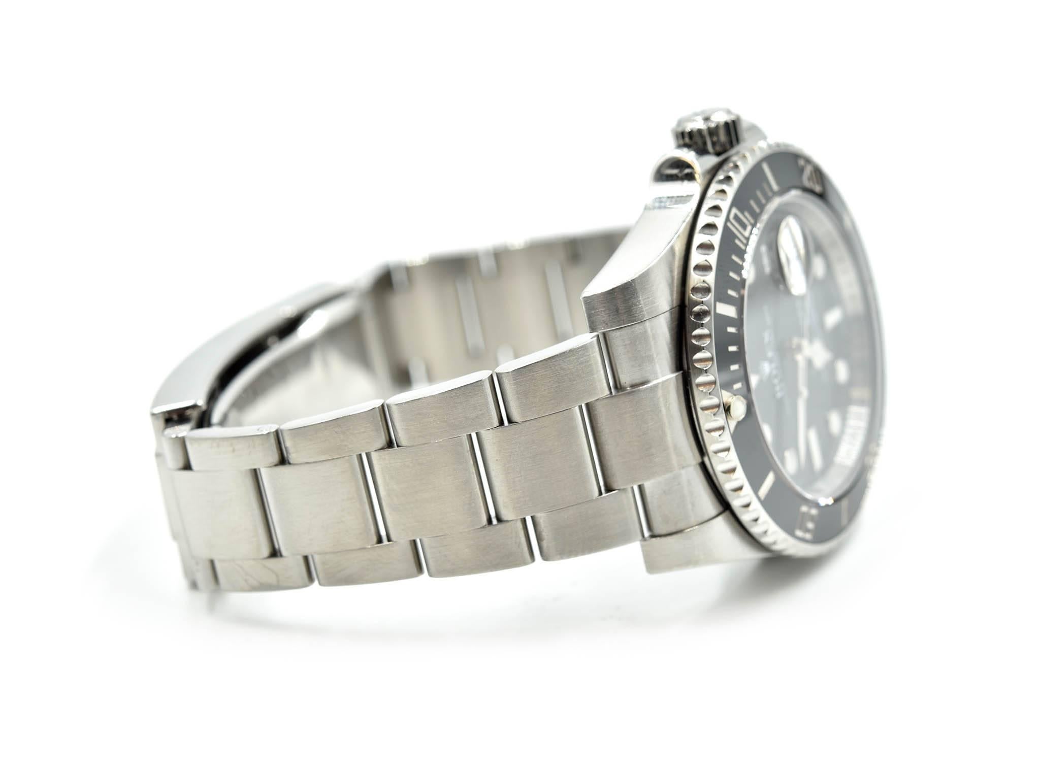 Men's Rolex Stainless Steel Submariner Black Ceramic Bezel Automatic Wristwatch