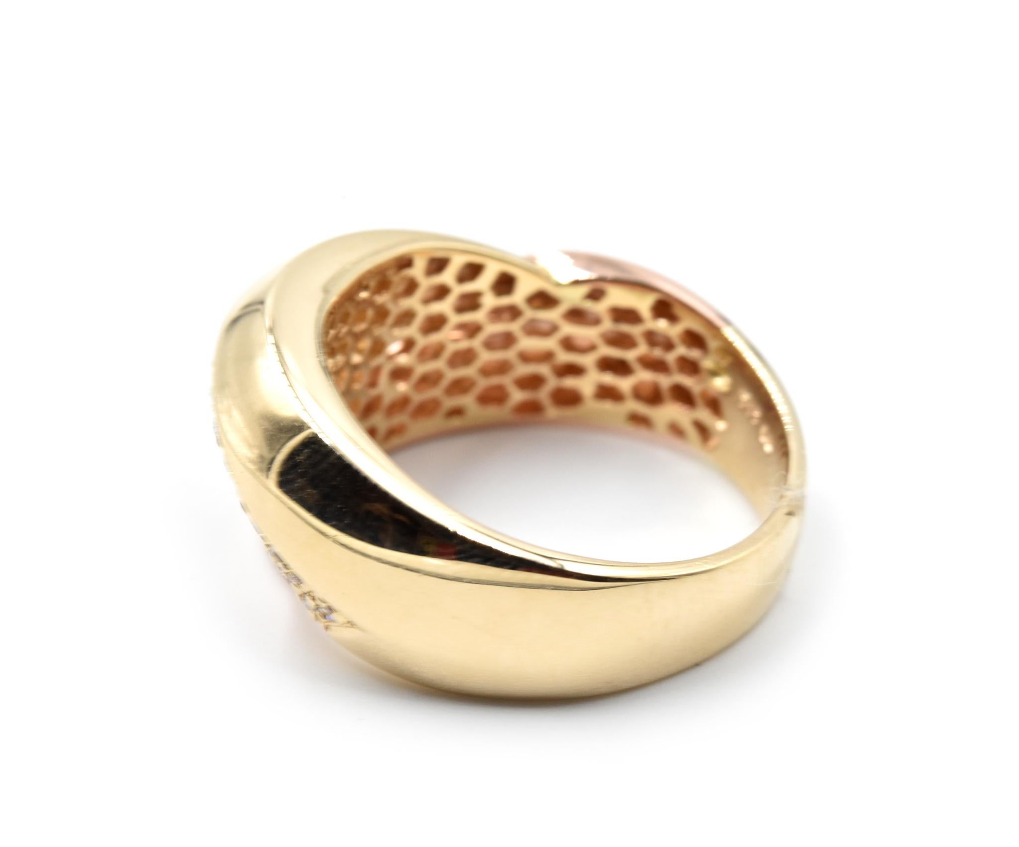 Round Cut 0.70 Carat Diamond 14 Karat Rose Gold Crossover Ring For Sale