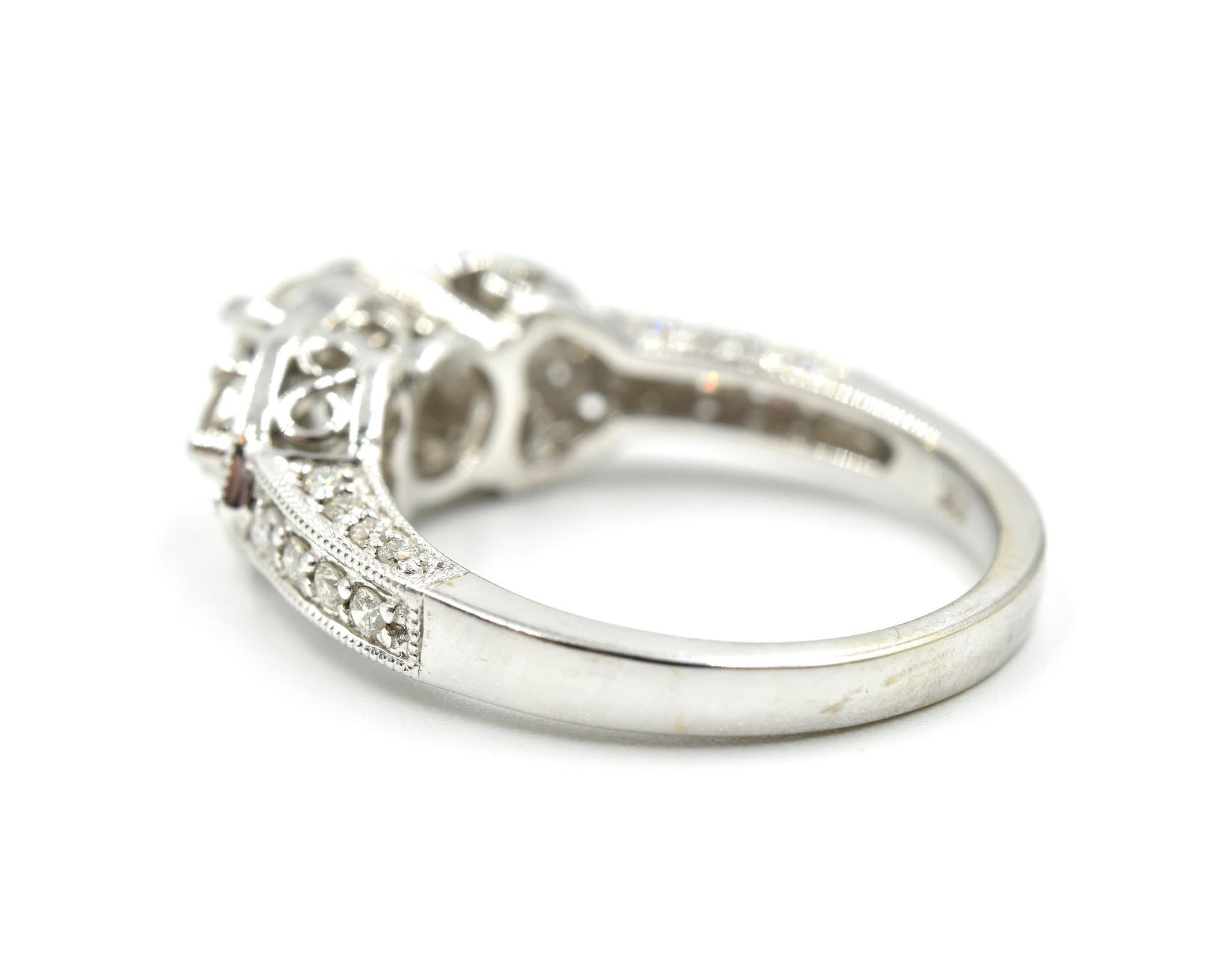 14 Karat White Gold and 0.91 Carat European Diamond Ring In Excellent Condition For Sale In Scottsdale, AZ