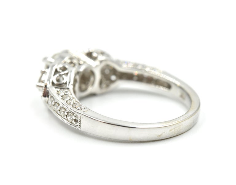 14 Karat White Gold and 0.91 Carat European Diamond Ring For Sale at ...