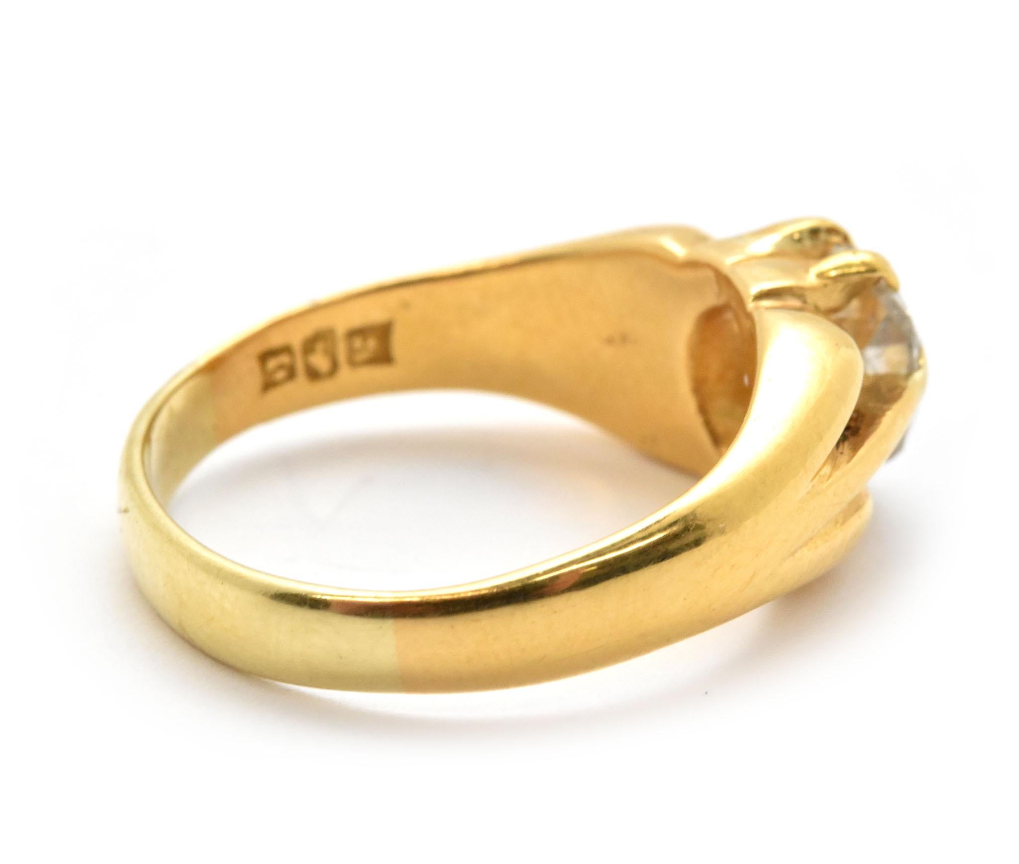 Ring aus 21 Karat Gelbgold und 1,10 Karat Diamant im Minenschliff 8,17 Gramm im Zustand „Hervorragend“ im Angebot in Scottsdale, AZ