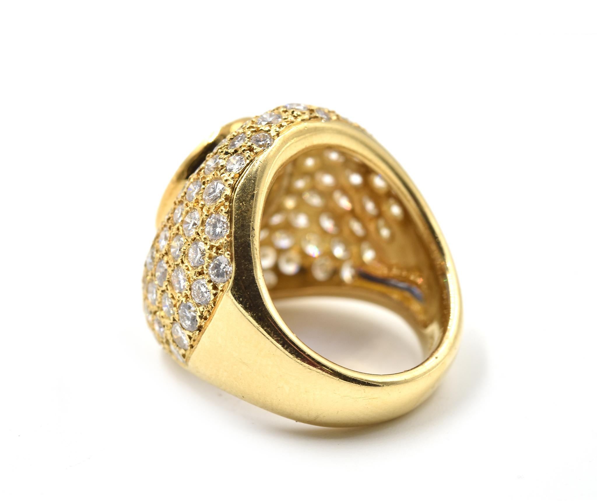 Women's 5.67 Carat Sapphire and Diamond 18 Karat Yellow Gold Ring