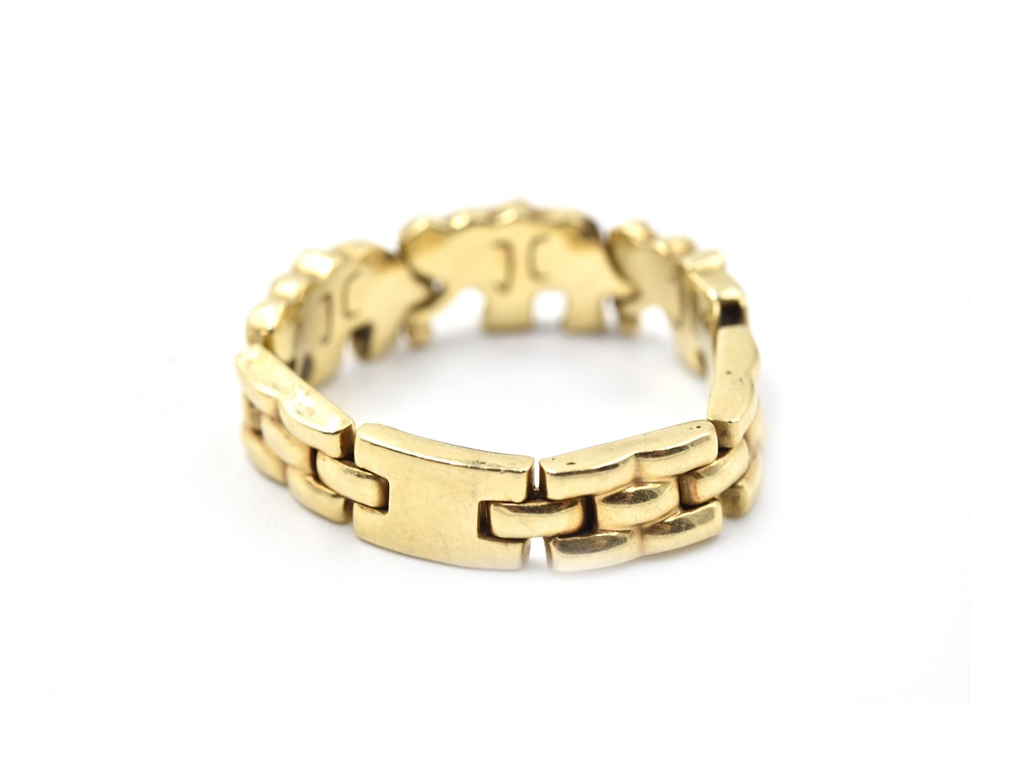 14 Karat Yellow Gold Elephant Flexible Band In Excellent Condition For Sale In Scottsdale, AZ