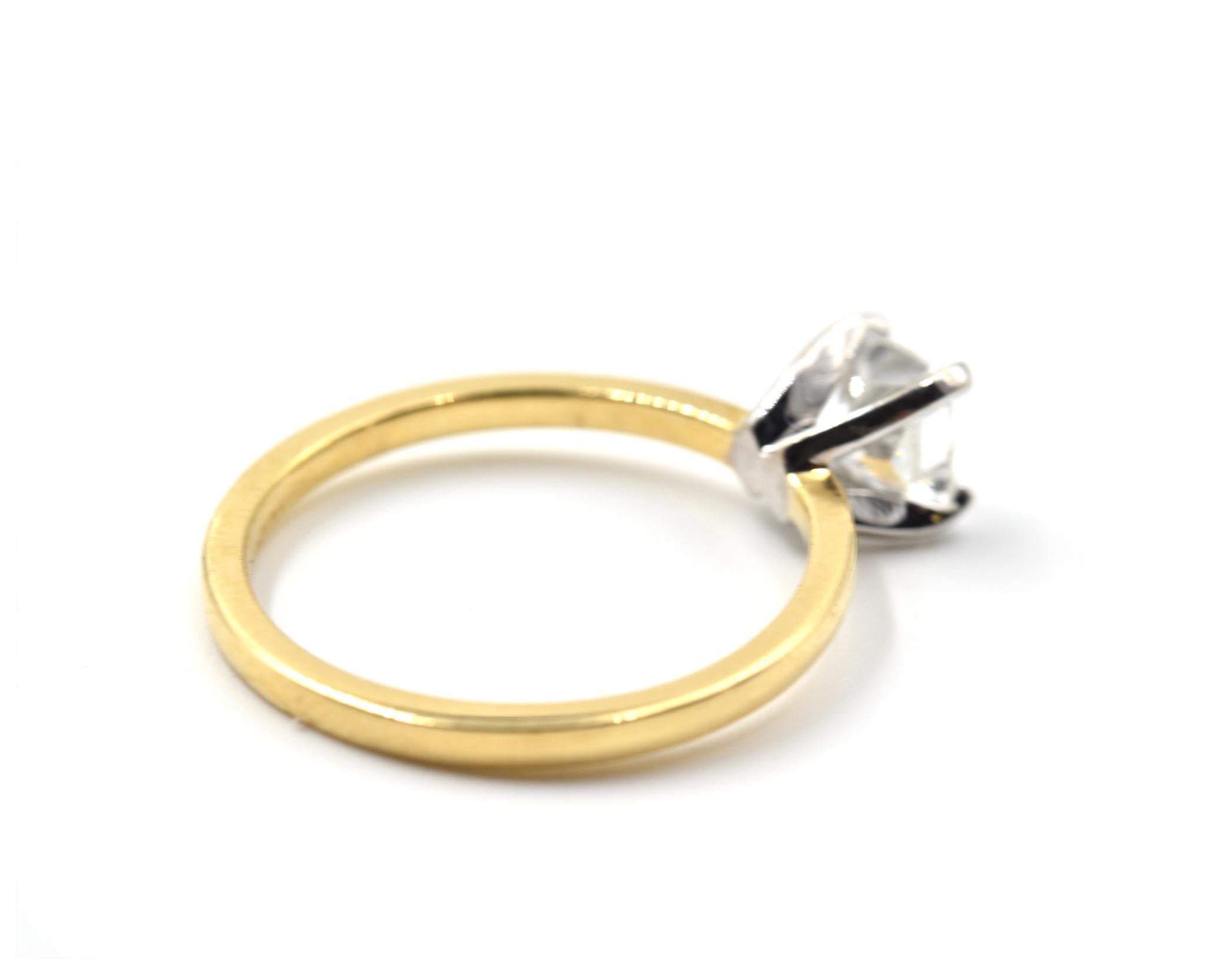 Women's GIA Certified Radiant Cut 1.02 Carat Diamond 18 Karat Yellow Gold Solitaire Ring