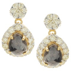 10 Karat Yellow Gold Pear Shape Galaxy Diamond Drop Earrings 10 Karat Yellow Gold Pear Shape Galaxy Diamond Drop Earrings