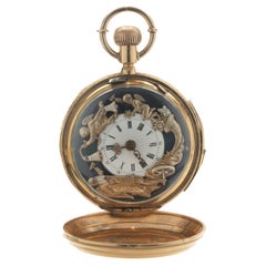 Vintage HC 18 Karat Yellow Gold Erotic Minute Repeater Pocket Watch