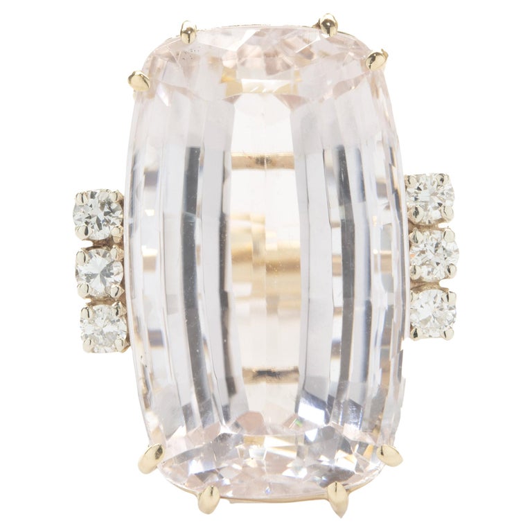 14 Karat Yellow Gold Morganite and Diamond Cocktail Ring For Sale at ...