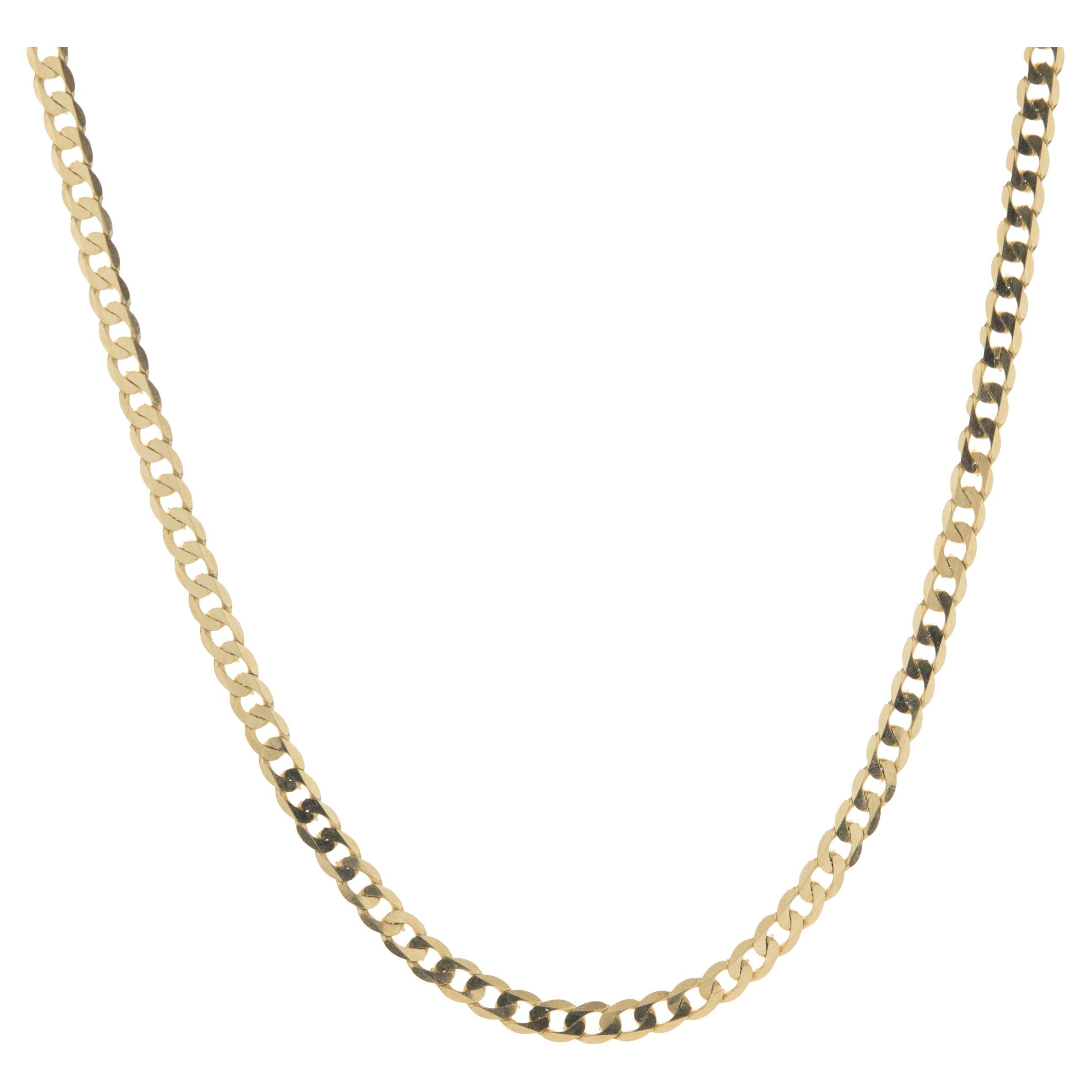 14 Karat Yellow Gold Cuban Link Chain Necklace For Sale