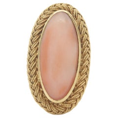 18 Karat Gelbgold Vintage Korallenring mit Engelshaut