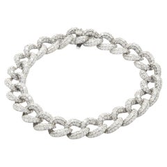 18k White Gold Diamond Cuban Bracelet