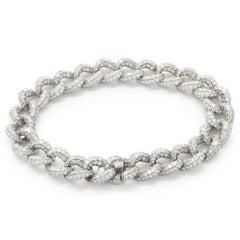 18k White Gold Diamond Cuban Bracelet