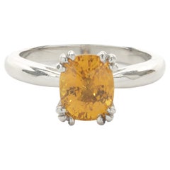 Platinum Golden Sapphire Solitaire Ring