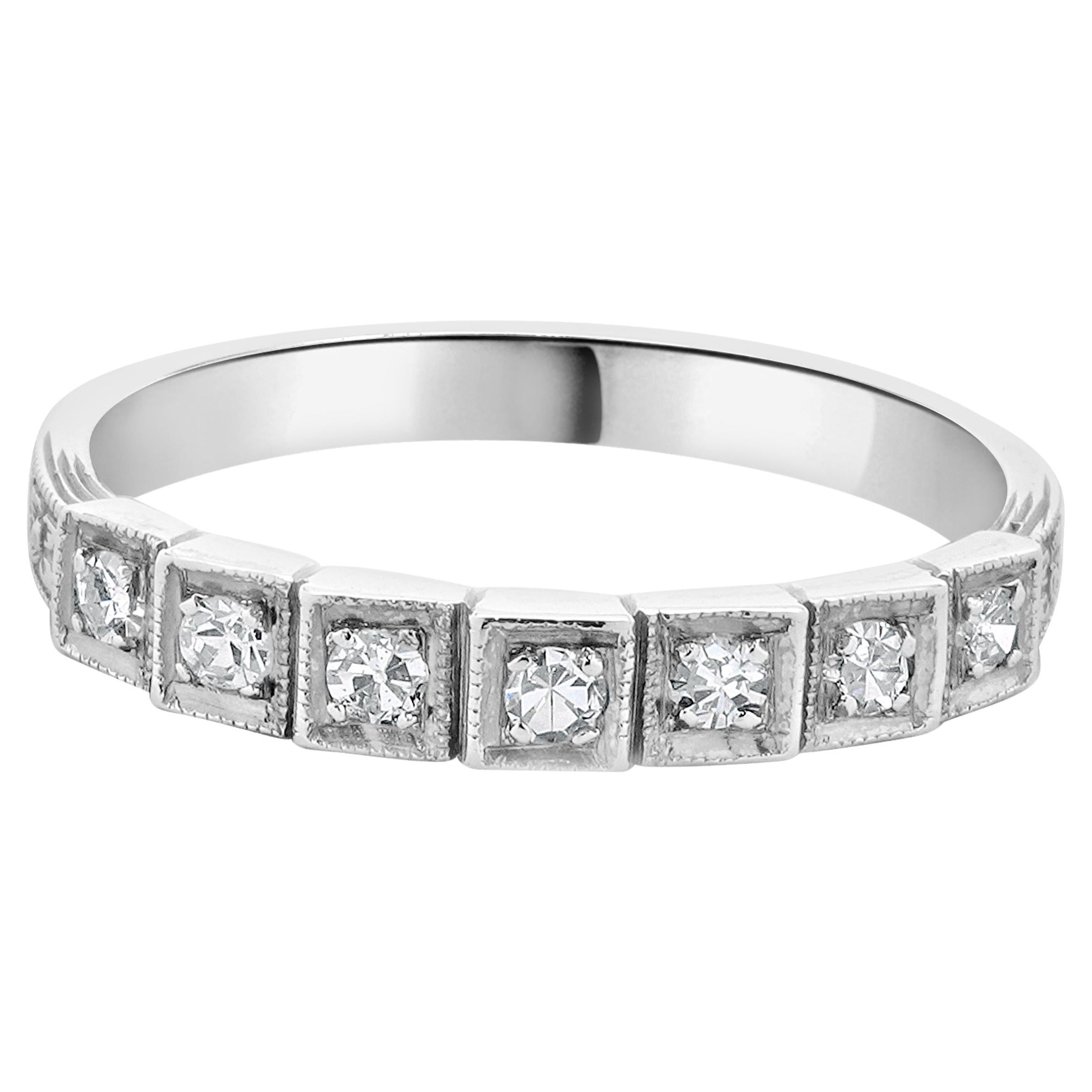 Anillo Deco Diamante Vintage Oro Blanco 18 Kilates en venta