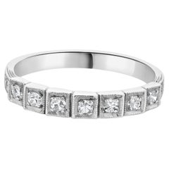 18 Karat White Gold Vintage Diamond Deco Band