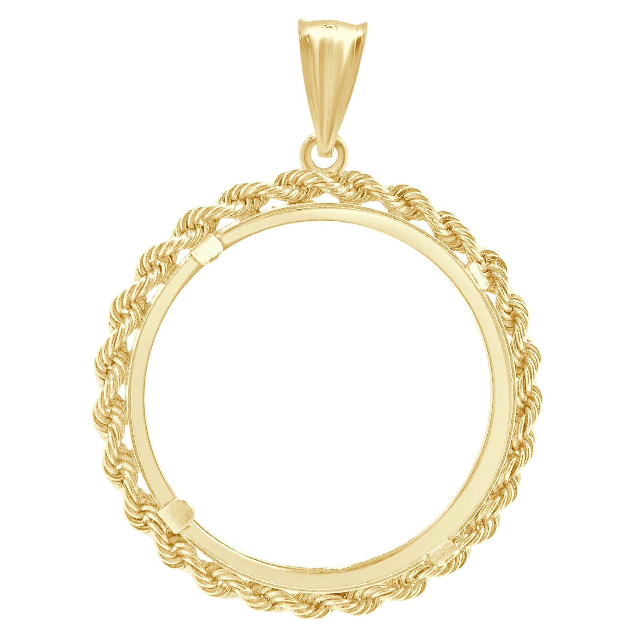14 Karat Yellow Gold Rope Bezel Coin Pendant