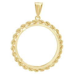 14 Karat Yellow Gold Rope Bezel Coin Pendant
