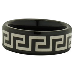 Black 8MM Tungsten Greek Key Band