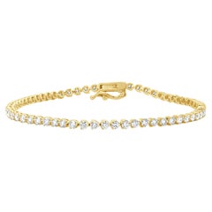14 Karat Yellow Gold Diamond Inline Tennis Bracelet