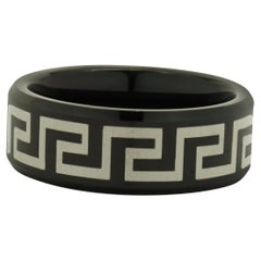 Black 8MM Tungsten Greek Key Band