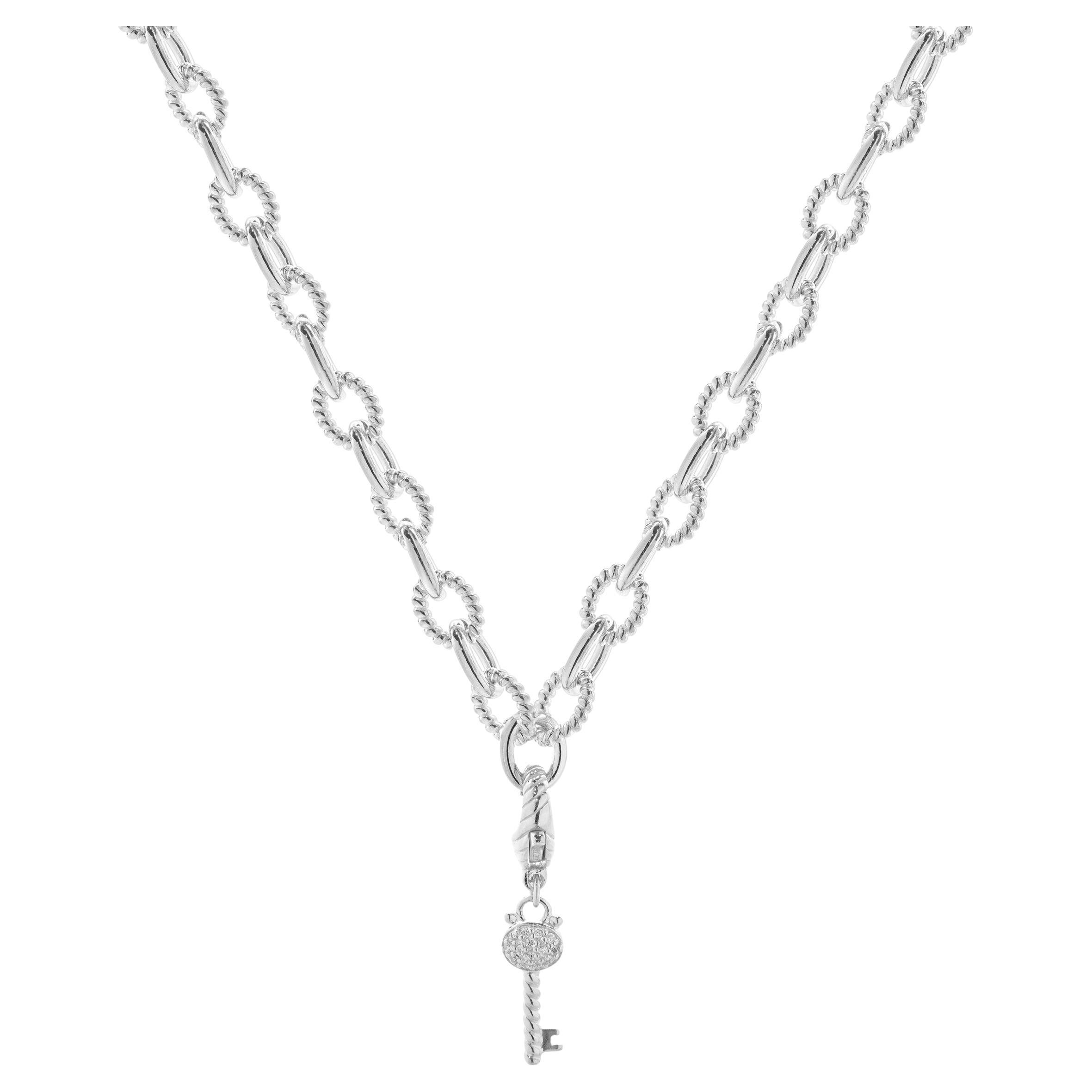 Judith Ripka - Collana con chiave del mio cuore in cristallo trasparente in argento sterling in vendita