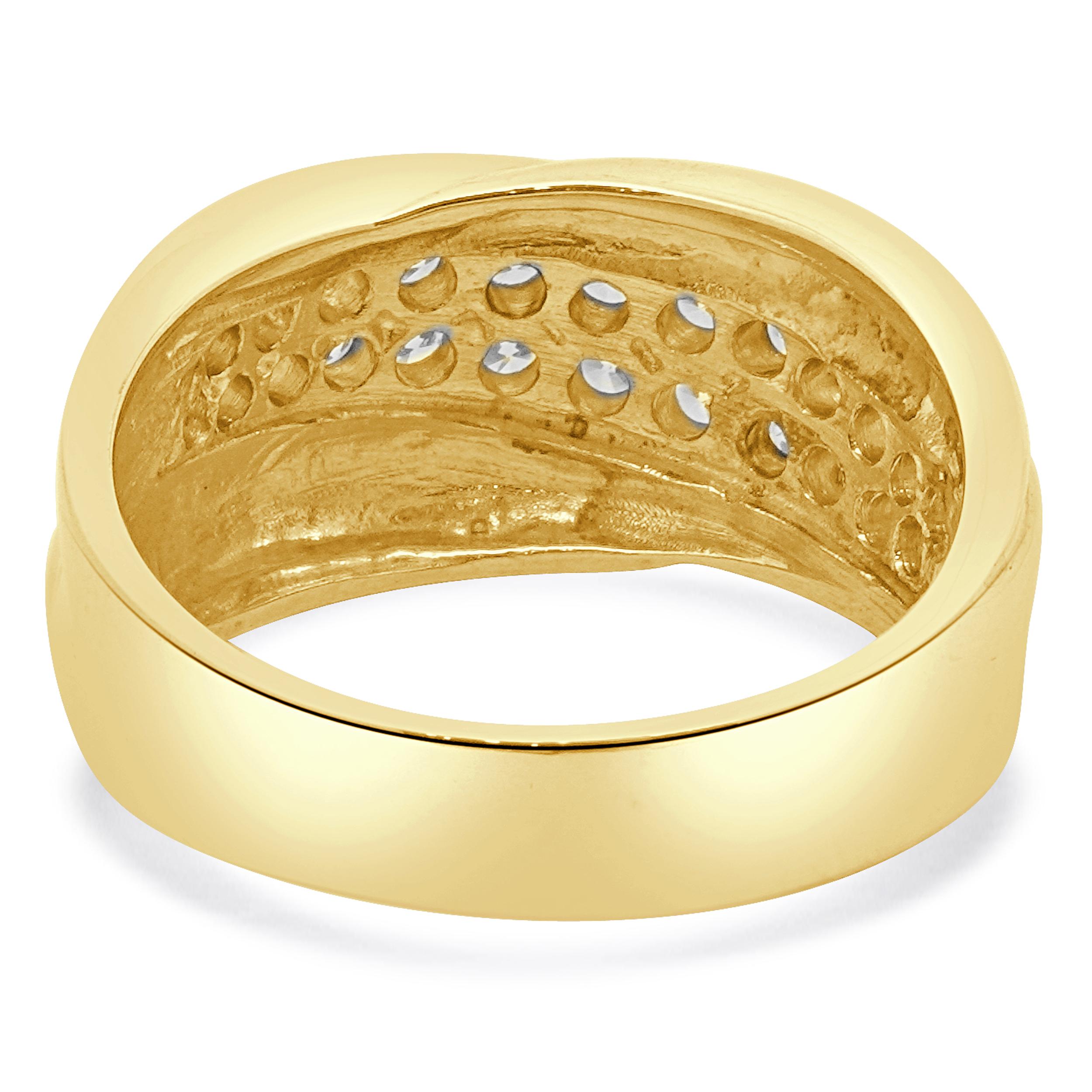 Anello Twist con due file di diamanti in oro giallo 14 carati In condizioni ottime in vendita a Scottsdale, AZ