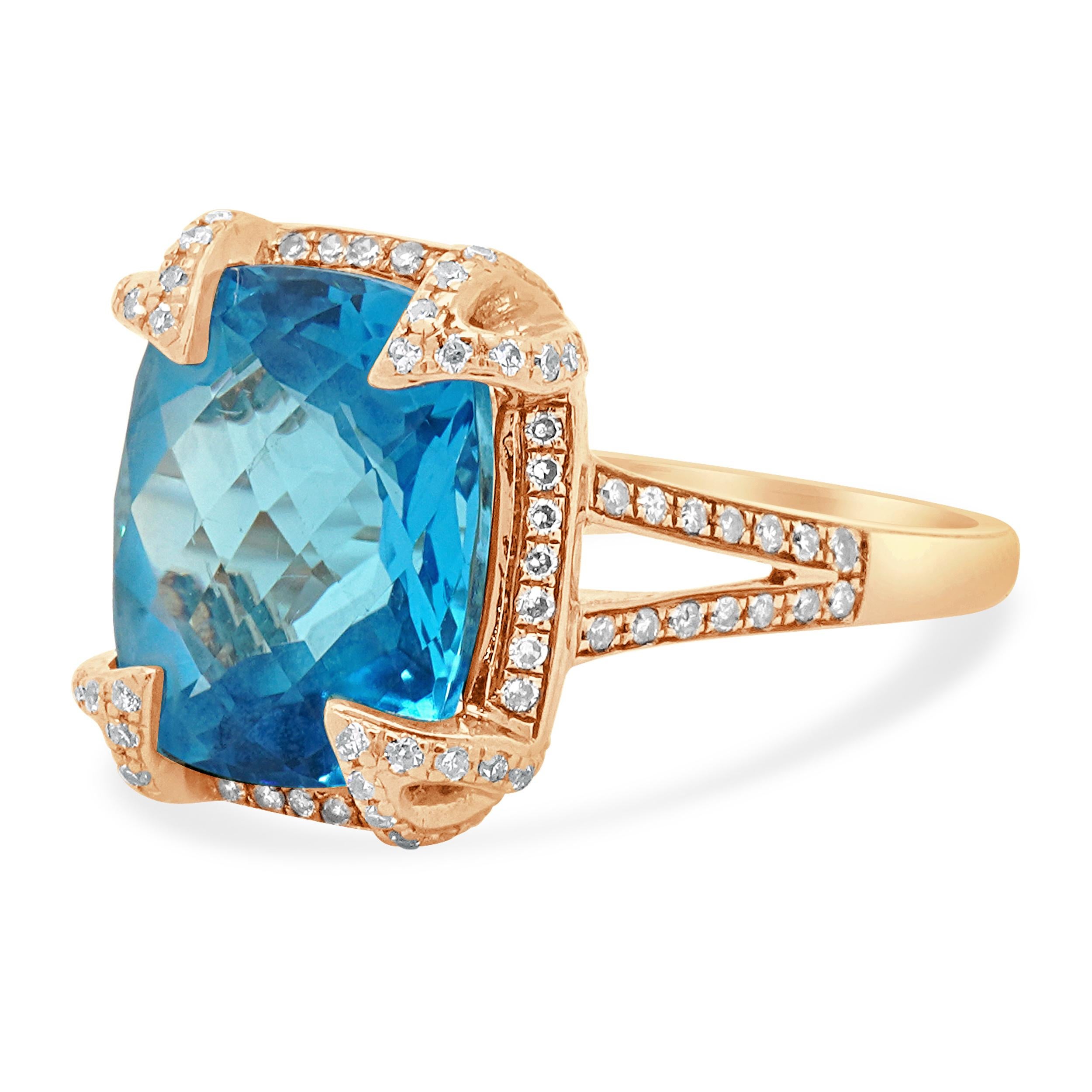 Designer: Effy
Materiale: oro rosa 14 carati
Diamanti: taglio brillante rotondo = 0,30cttw
Colore: TLB / I
Chiarezza: SI2
Dimensioni: la parte superiore dell'anello misura 13.8 mm di larghezza
Dimensione: 6.75
Peso: 4,40 grammi
