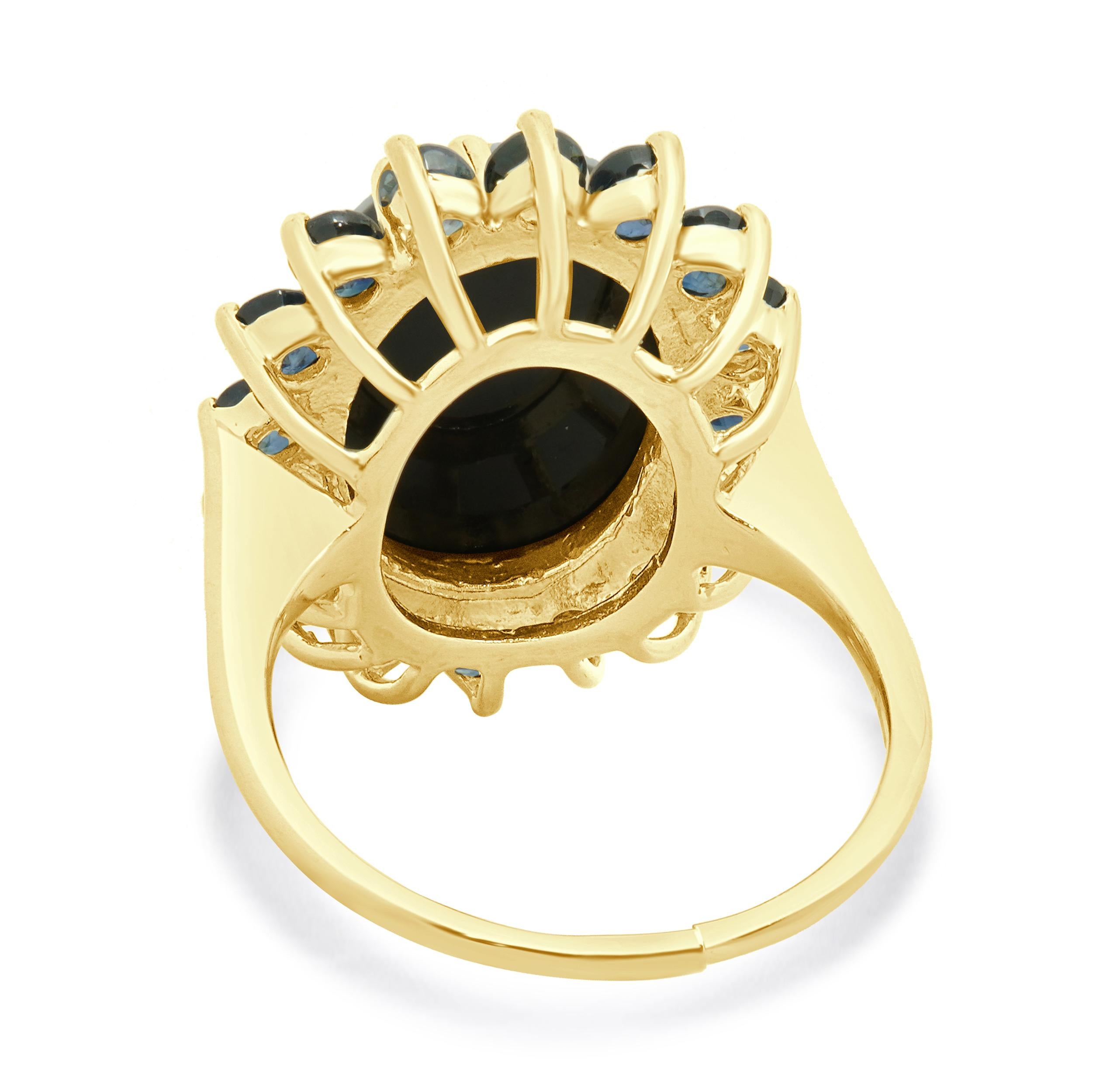 Bague en or jaune 14 carats, agate bleue, camée et topaze Excellent état - En vente à Scottsdale, AZ