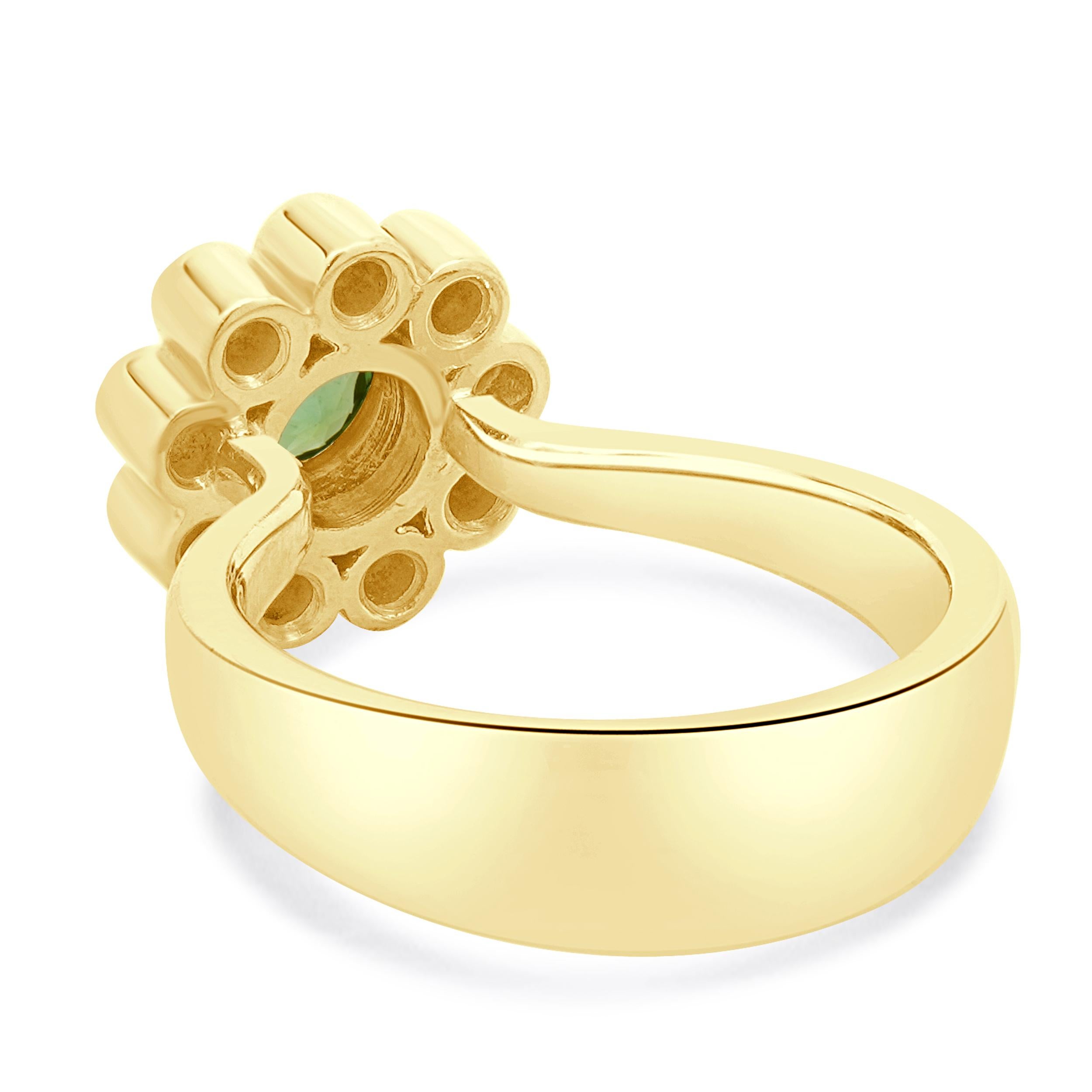 Bague en or jaune 18 carats avec tourmaline verte et diamant Excellent état - En vente à Scottsdale, AZ