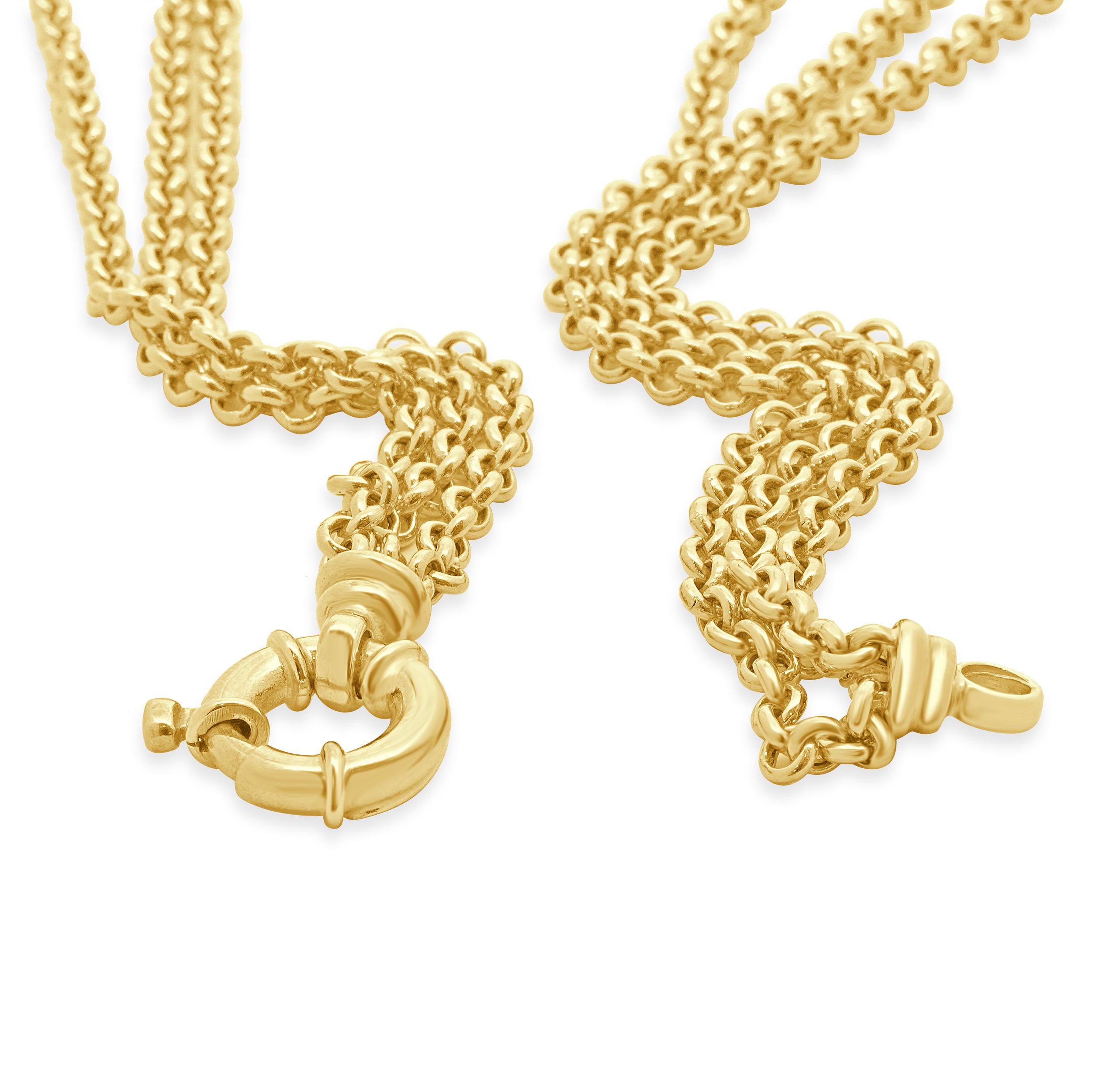 Collier en or jaune 18 carats à trois brins et à cœur ouvert Unisexe en vente