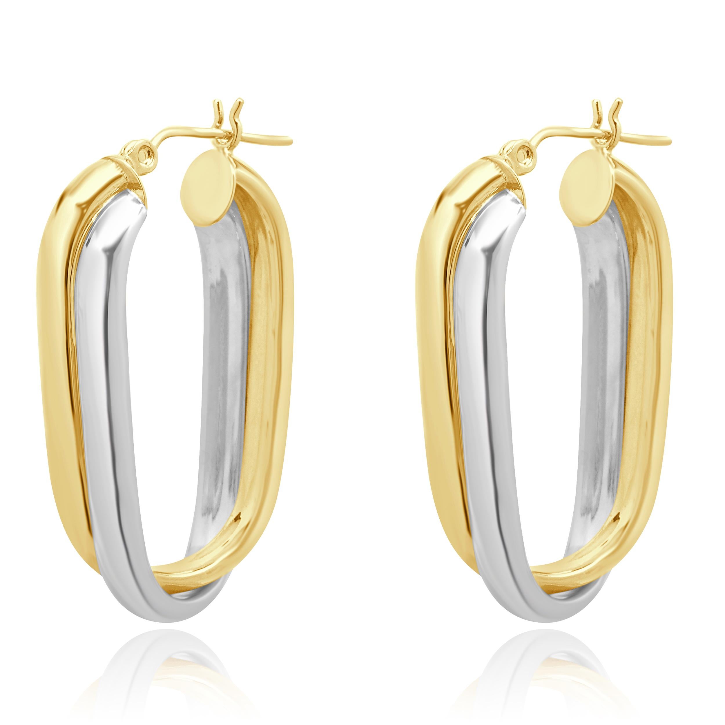 MATERIAL: 14K zweifarbiges Gold
Abmessungen: Die Ohrringe haben einen Durchmesser von ca. 31,90 mm x 7,26 mm.
Gewicht: 5,20 Gramm