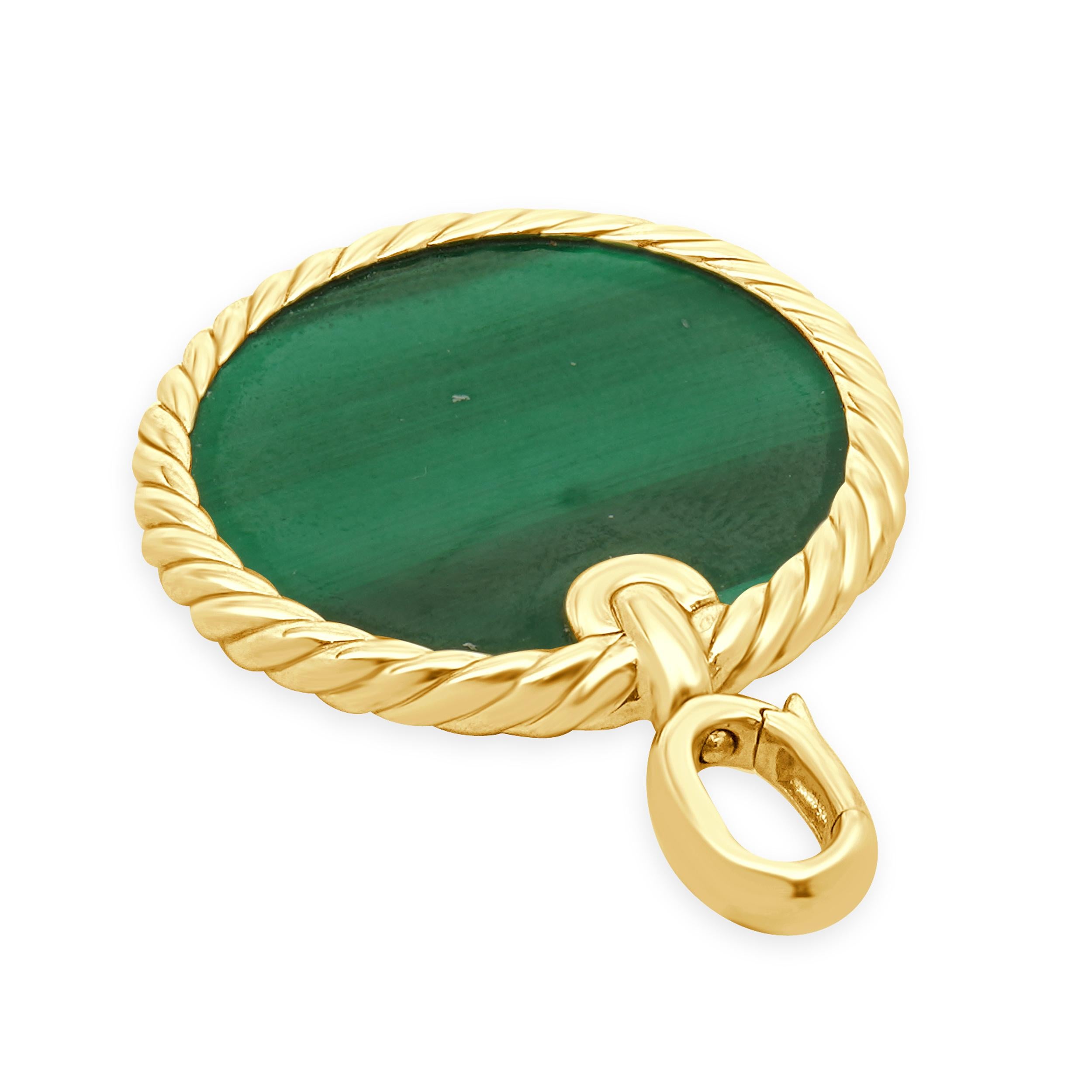 David Yurman Pendentif en or jaune 18 carats avec éléments en malachite Excellent état - En vente à Scottsdale, AZ