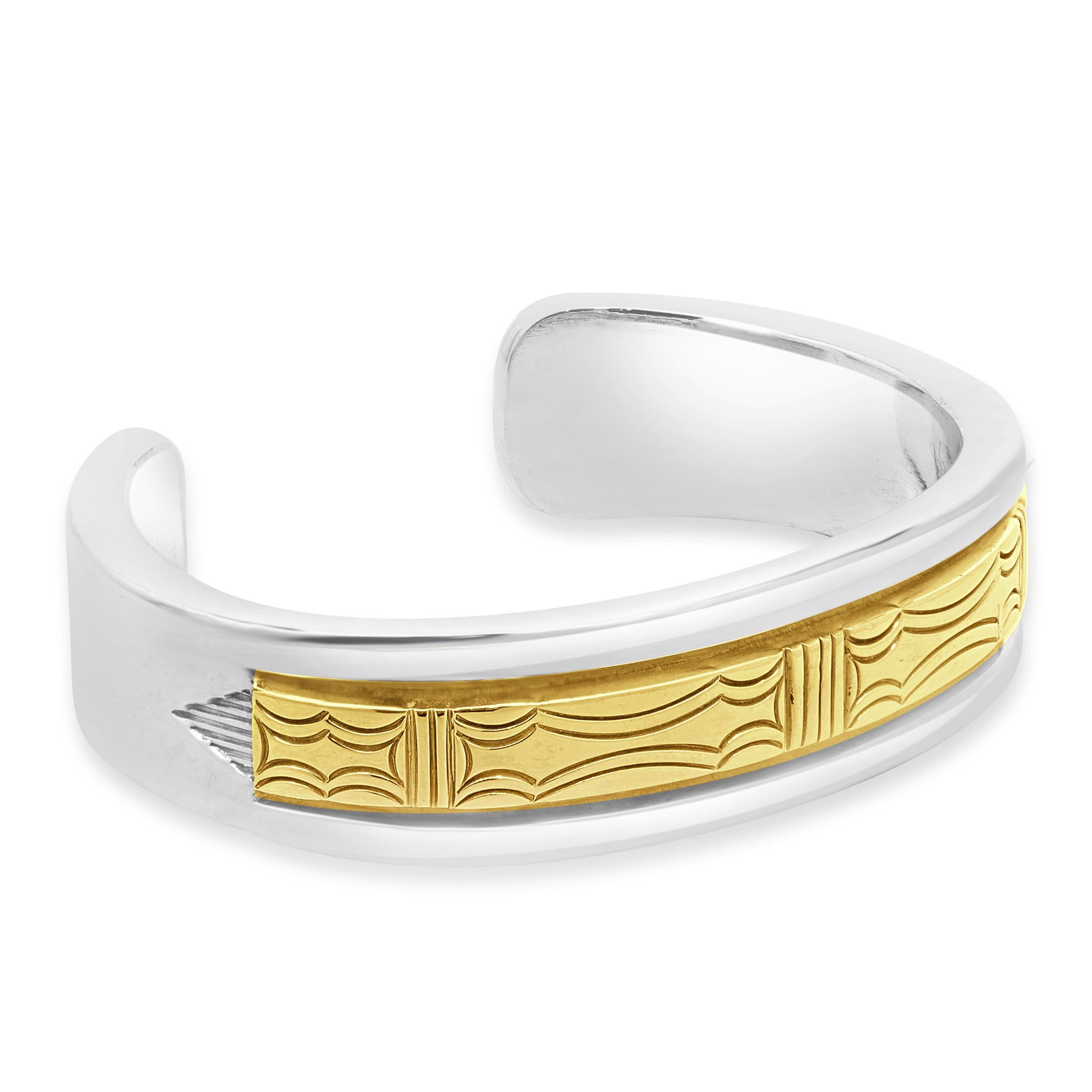 B. Bracciale Morgan in argento sterling e oro giallo 14 carati dei nativi americani In condizioni ottime in vendita a Scottsdale, AZ