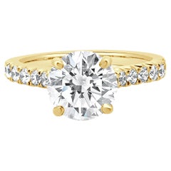 Verlobungsring aus 14 Karat Gelbgold mit rundem Diamanten im Brillantschliff