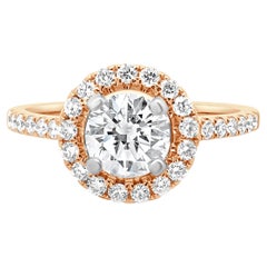 Verlobungsring aus 14 Karat Roségold mit rundem Diamanten im Brillantschliff
