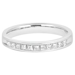 Bandeau en or blanc 14 carats avec diamant taille princesse en Channel Channel Set