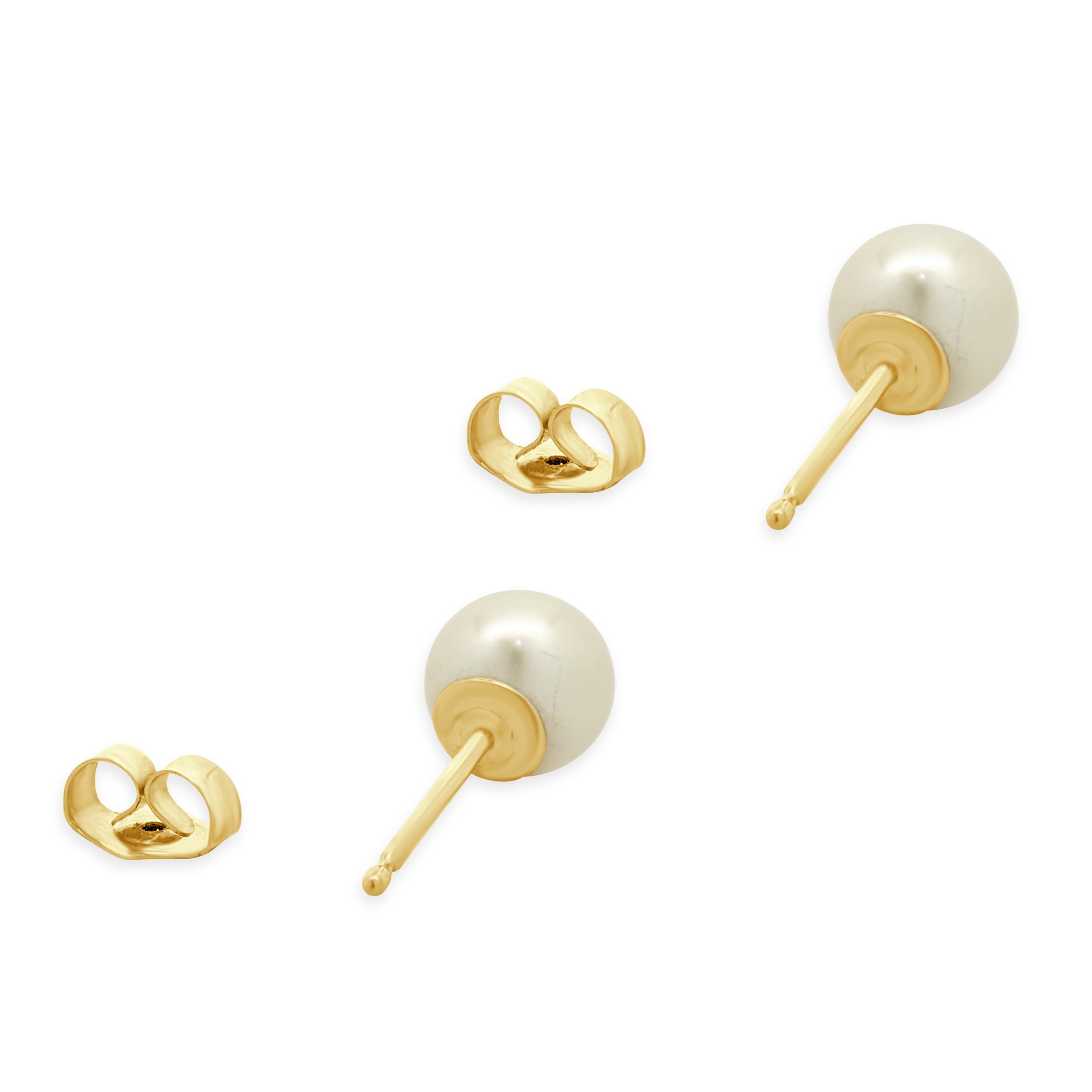 Boucles d'oreilles en or jaune 14 carats avec perles dorées Excellent état - En vente à Scottsdale, AZ