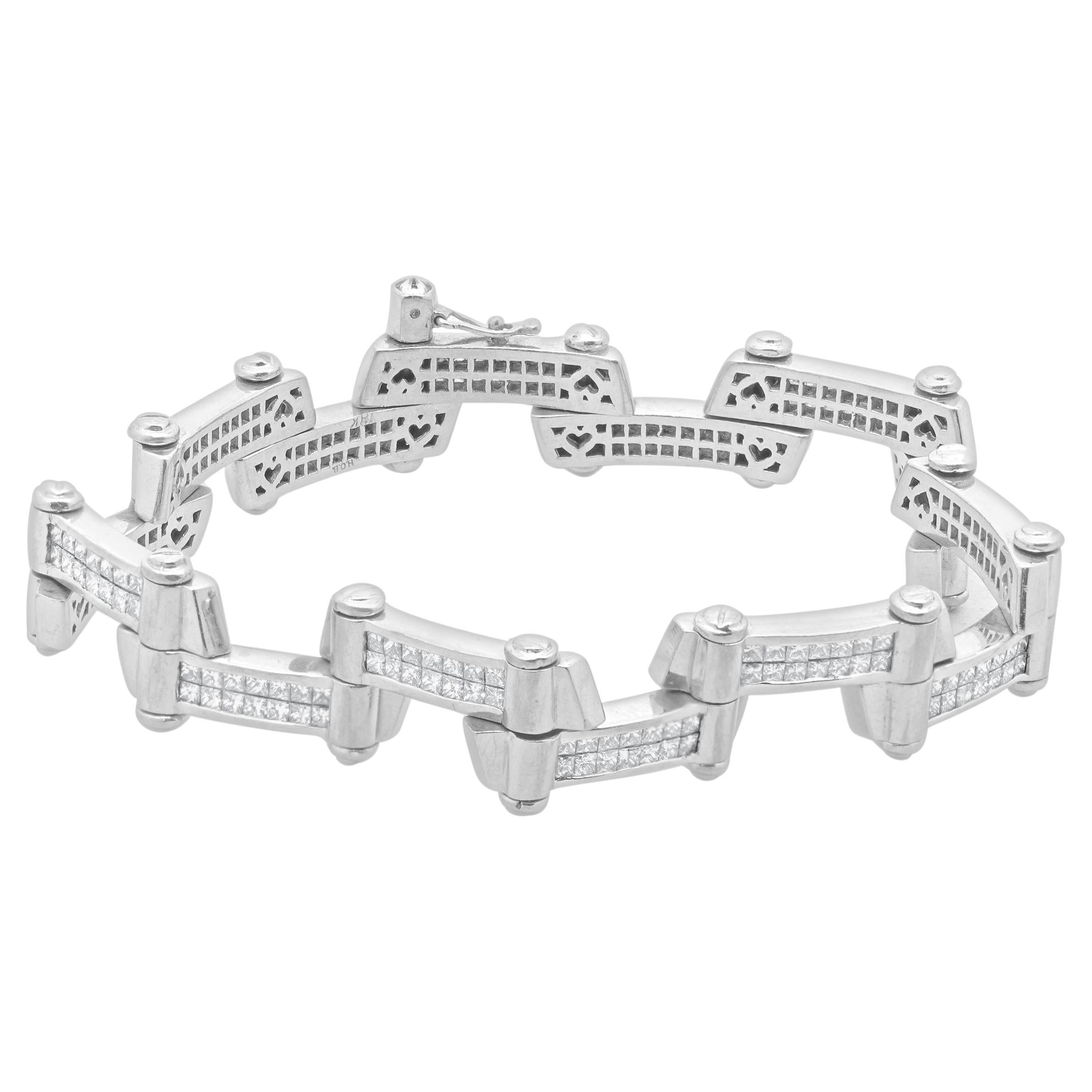Bracciale a catena con diamanti in oro bianco 18 carati in vendita
