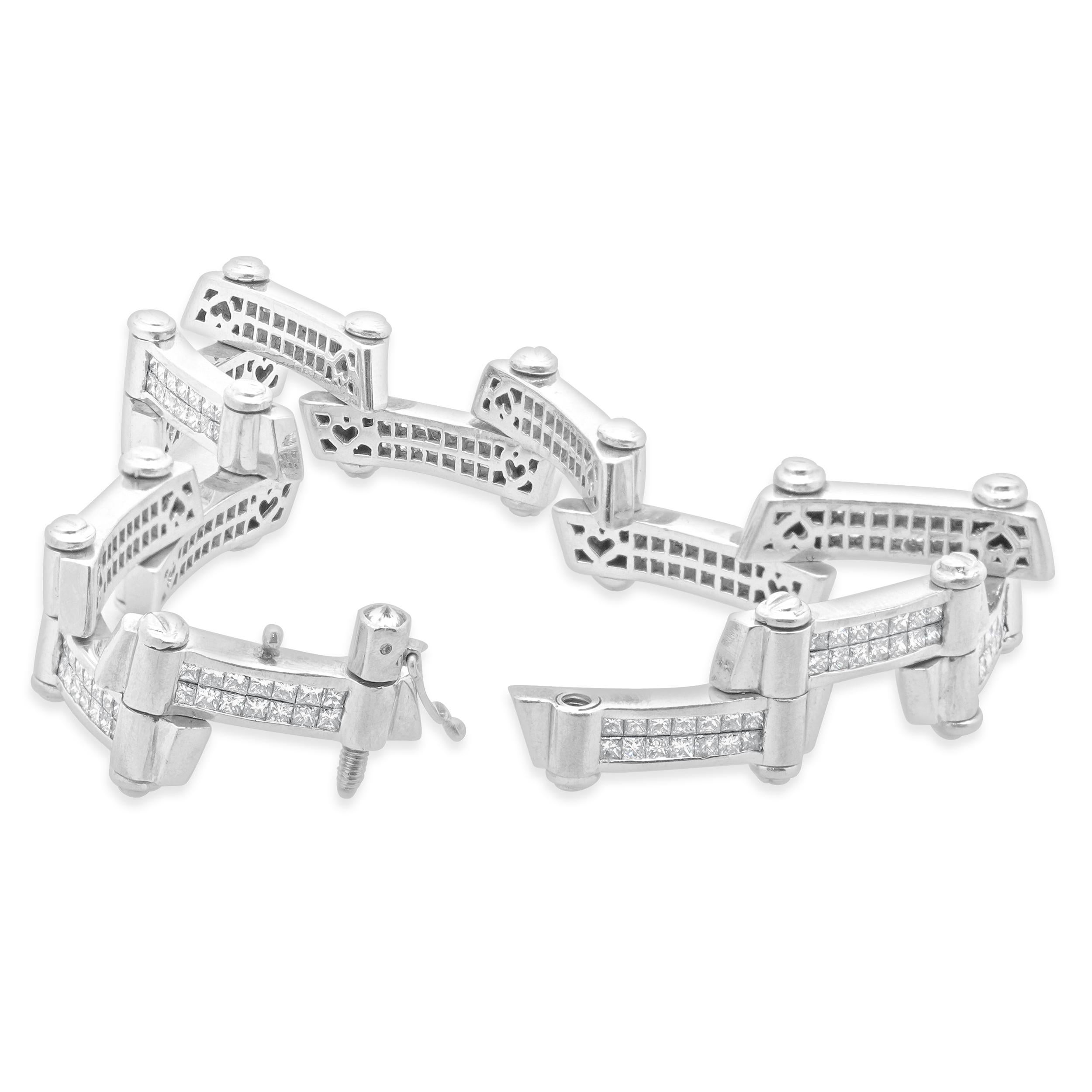 Bracciale a catena con diamanti in oro bianco 18 carati In condizioni ottime in vendita a Scottsdale, AZ