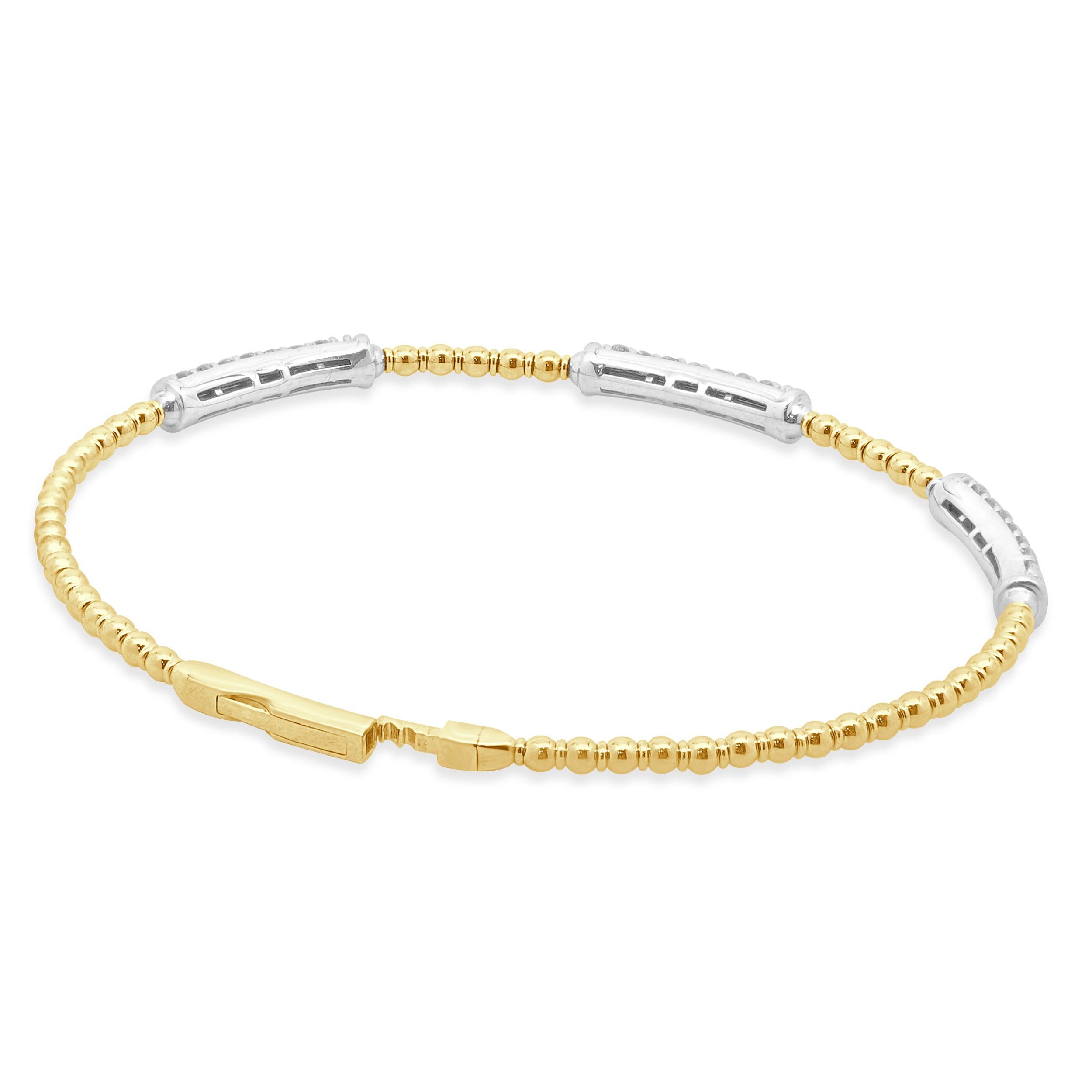 Bracciale Station in oro giallo e bianco 14 carati con pavé di diamanti In condizioni ottime in vendita a Scottsdale, AZ
