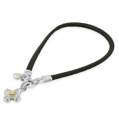 Judith Ripka Sterling Silver and 18K Yellow Gold Round Diamond Cross Necklace