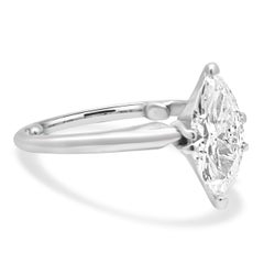 14K White Gold Prong Set Marquise Cut Diamond Solitaire Engagement Ring