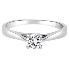 14K White Gold 4-Prong Set Round Brilliant Cut Diamond Solitaire Engagement Ring