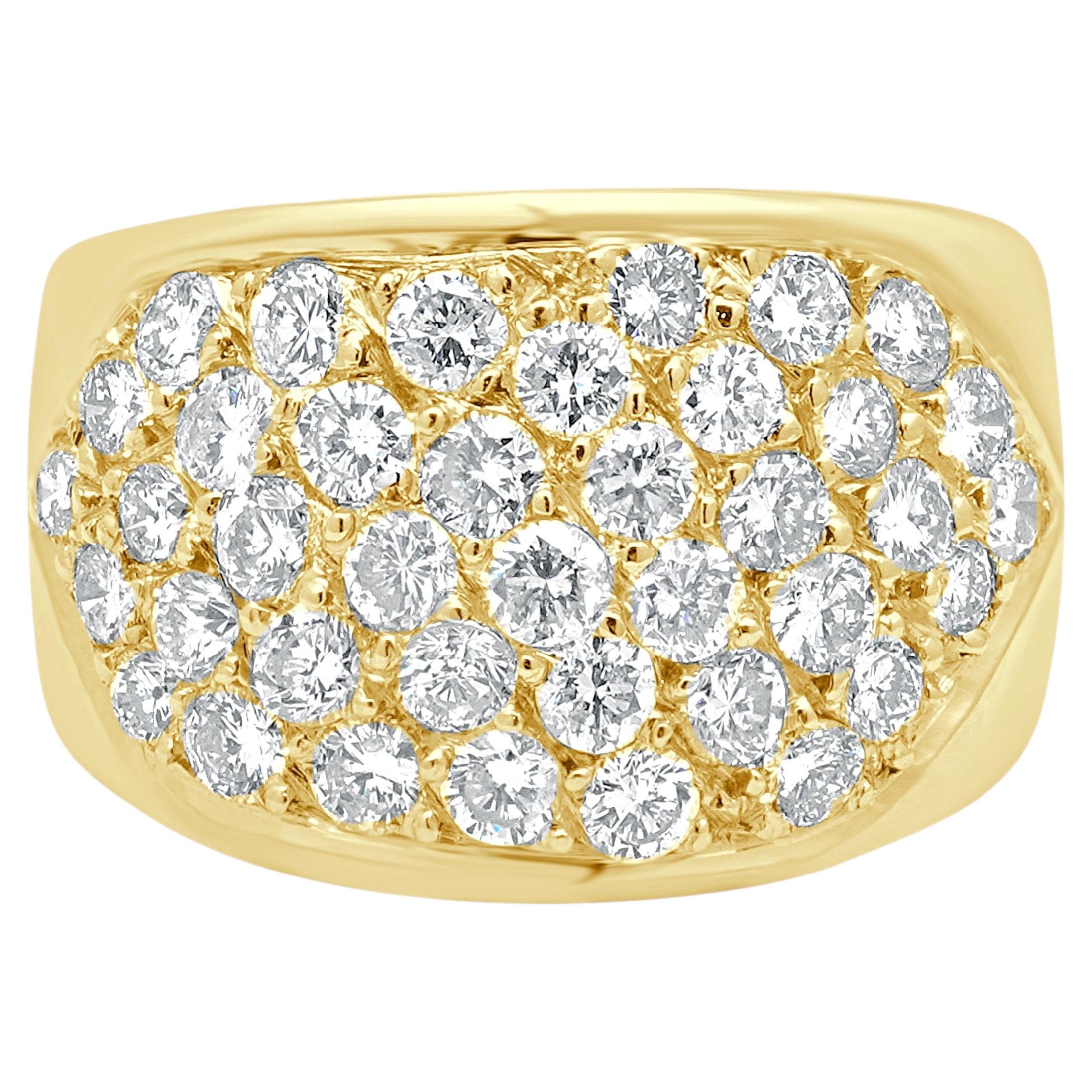 14K Yellow Gold Pave Diamond Cigar Band For Sale