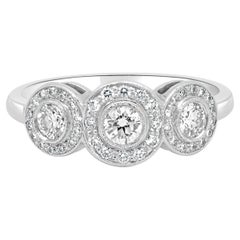 Tiffany & Co. Platinum Round Diamond 3-Stone Circlet Halo Ring